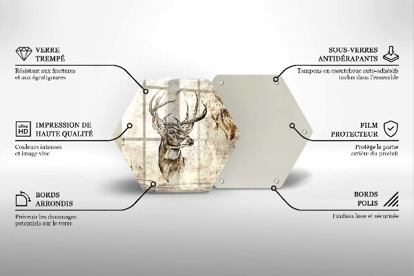 Tabla de cortar de vidrio Ilustración de animales ciervos