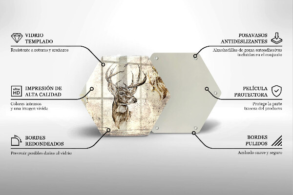 Tabla de cortar de vidrio Ilustración de animales ciervos