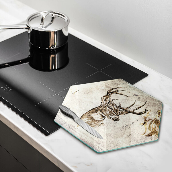 Tabla de cortar de vidrio Ilustración de animales ciervos