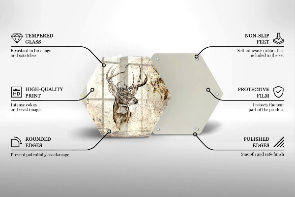 Tabla de cortar de vidrio Ilustración de animales ciervos