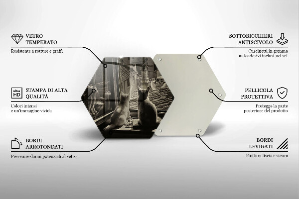 Tabla de cortar de vidrio Ventana y ciudad de gatos