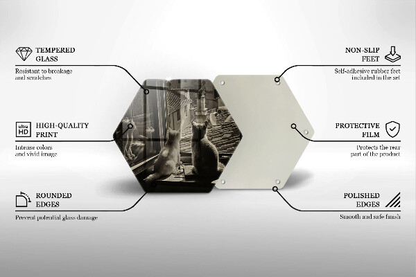 Tabla de cortar de vidrio Ventana y ciudad de gatos