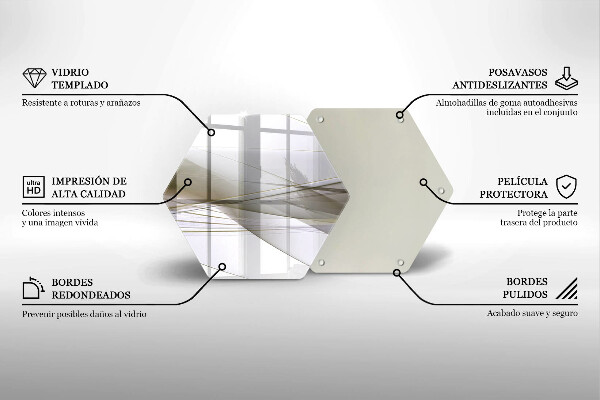 Tabla de cortar de vidrio Diseño de líneas abstractas
