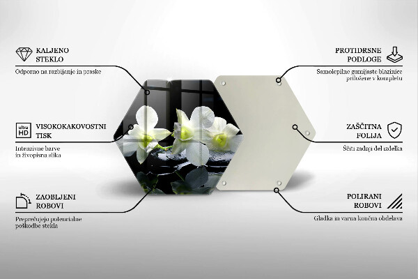 Tabla de cortar de vidrio Flores blancas en agua zen