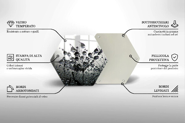 Tabla de cortar de vidrio Dientes de león y rocío