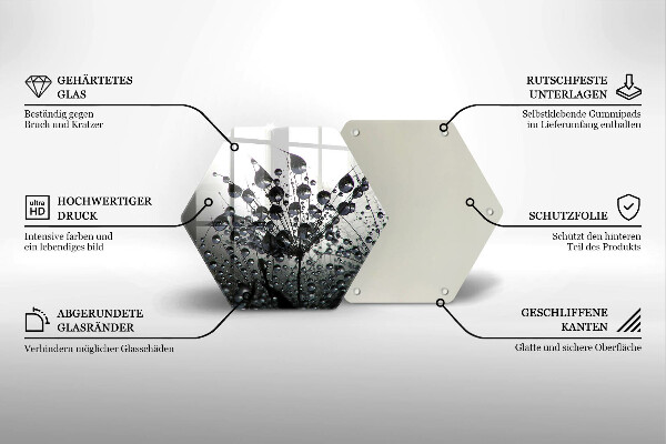 Tabla de cortar de vidrio Dientes de león y rocío