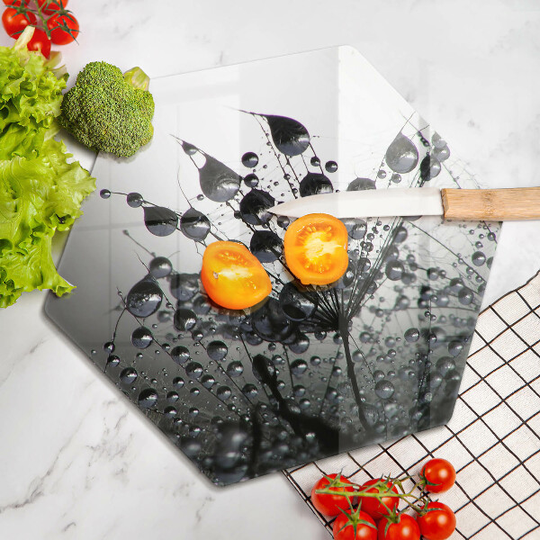 Tabla de cortar de vidrio Dientes de león y rocío