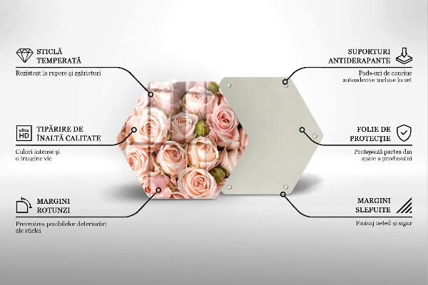 Tabla de cortar de vidrio Ramo de rosas delicadas