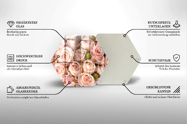 Tabla de cortar de vidrio Ramo de rosas delicadas
