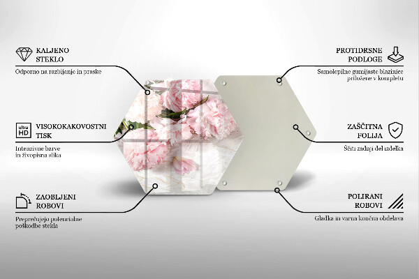 Tabla de cortar de vidrio Flores rosas delicadas