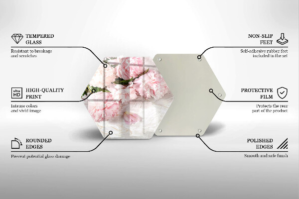 Tabla de cortar de vidrio Flores rosas delicadas