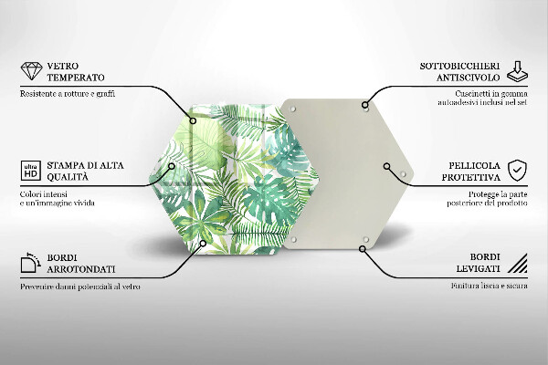 Tabla de cortar de vidrio Hojas boho acuarela