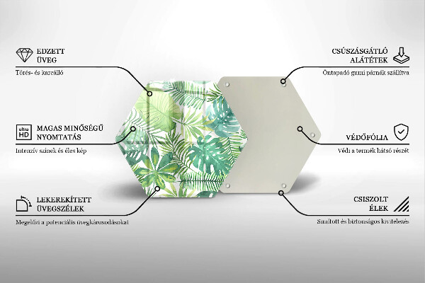 Tabla de cortar de vidrio Hojas boho acuarela