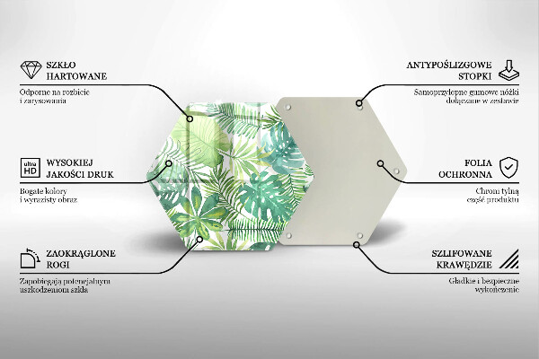 Tabla de cortar de vidrio Hojas boho acuarela