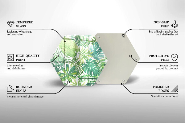 Tabla de cortar de vidrio Hojas boho acuarela