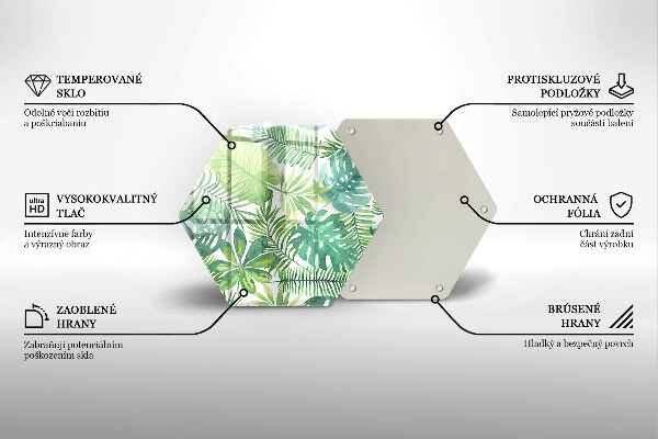 Tabla de cortar de vidrio Hojas boho acuarela