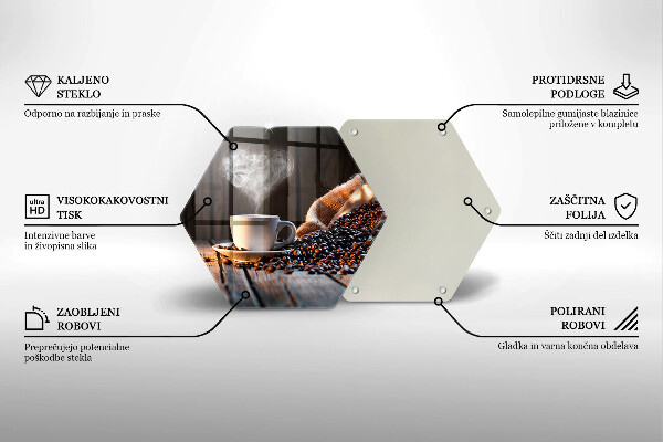 Tabla de cortar de vidrio Taza de café y corazón