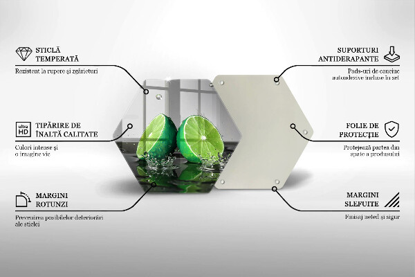 Tabla de cortar de vidrio Limas jugosas y agua
