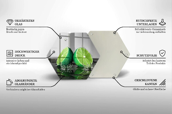 Tabla de cortar de vidrio Limas jugosas y agua
