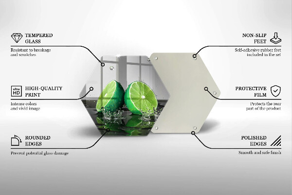 Tabla de cortar de vidrio Limas jugosas y agua