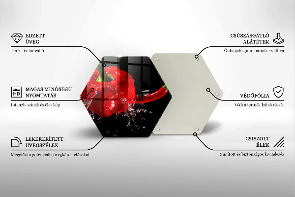 Tabla de cortar de vidrio Pimientos rojos en agua