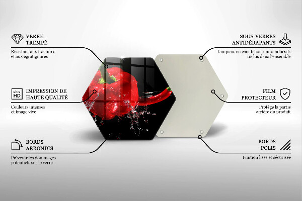 Tabla de cortar de vidrio Pimientos rojos en agua