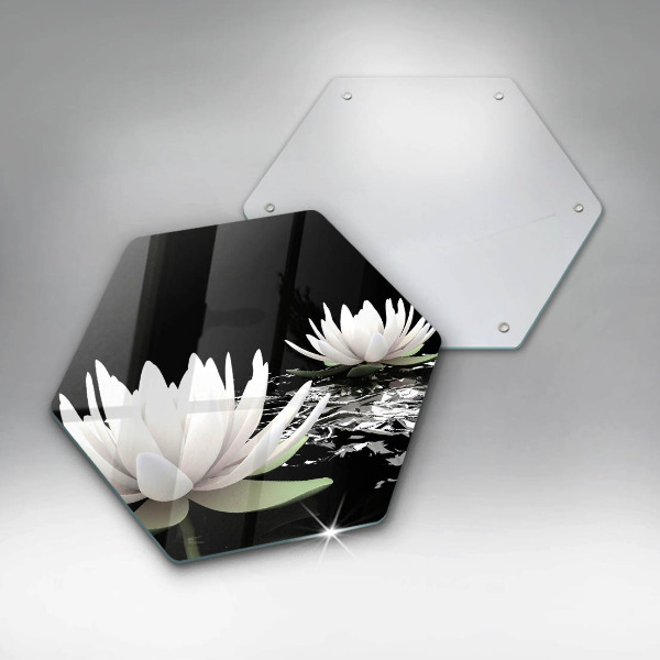 Tabla de cortar de vidrio Lirios blancos en el agua