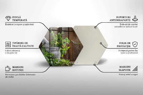 Tabla de cortar de vidrio Plantas hierbas y madera