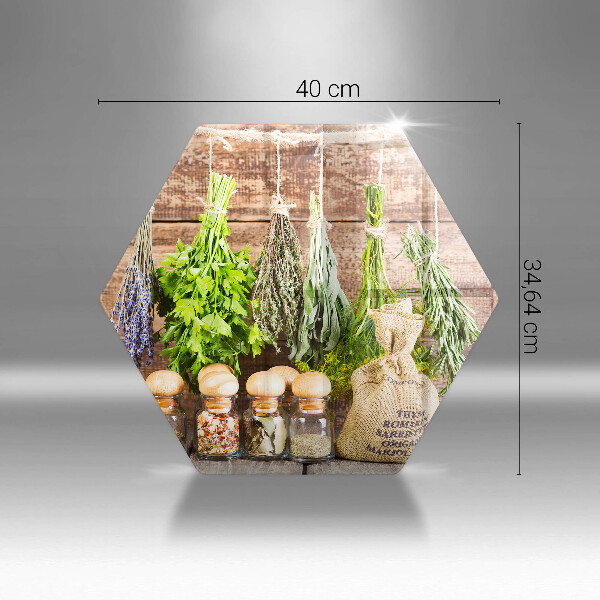 Tabla de cortar de vidrio Hierbas especias y madera