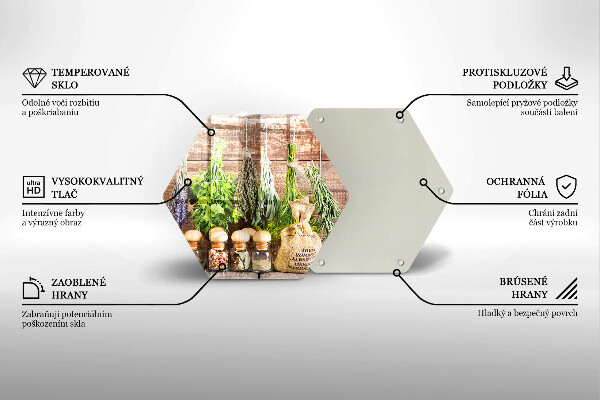 Tabla de cortar de vidrio Hierbas especias y madera