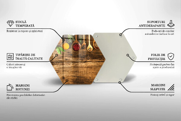 Tabla de cortar de vidrio Cucharas de madera de especias