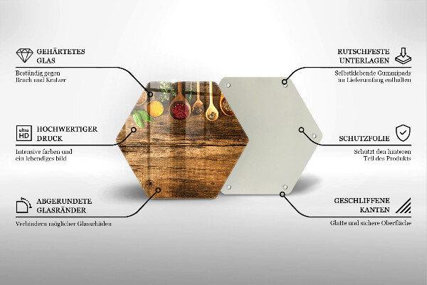 Tabla de cortar de vidrio Cucharas de madera de especias