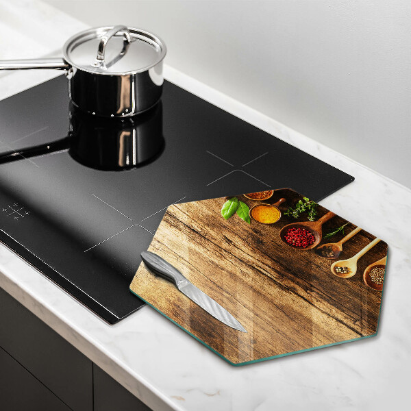 Tabla de cortar de vidrio Cucharas de madera de especias