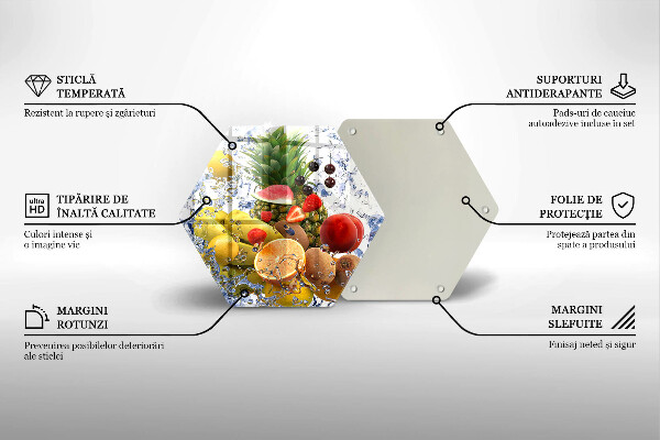 Tabla de cortar de vidrio Fruta jugosa y agua