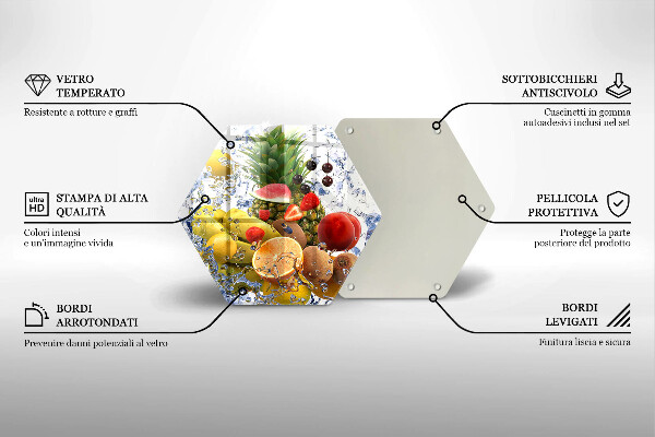 Tabla de cortar de vidrio Fruta jugosa y agua
