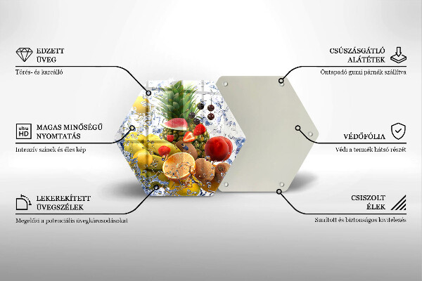 Tabla de cortar de vidrio Fruta jugosa y agua