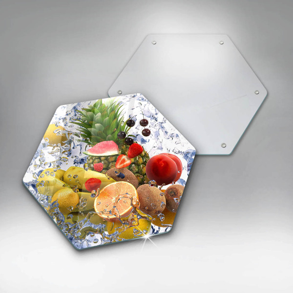 Tabla de cortar de vidrio Fruta jugosa y agua