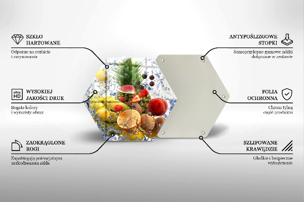 Tabla de cortar de vidrio Fruta jugosa y agua