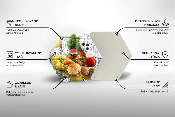 Tabla de cortar de vidrio Fruta jugosa y agua