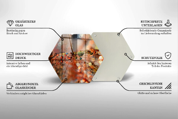 Tabla de cortar de vidrio Diente de león mojado