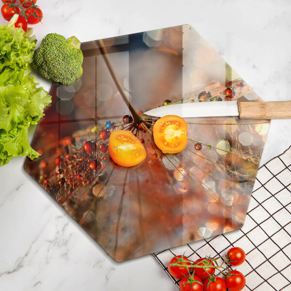 Tabla de cortar de vidrio Diente de león mojado