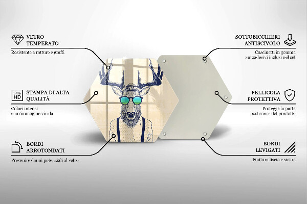 Tabla de cortar de vidrio Ilustración de hombre ciervo