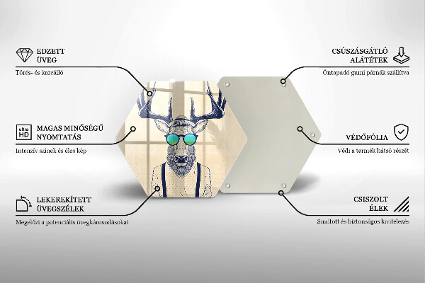 Tabla de cortar de vidrio Ilustración de hombre ciervo