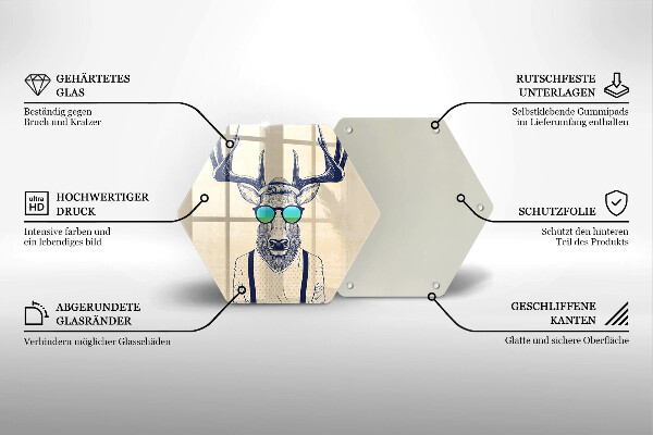 Tabla de cortar de vidrio Ilustración de hombre ciervo