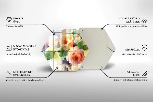 Tabla de cortar de vidrio Flores pintadas