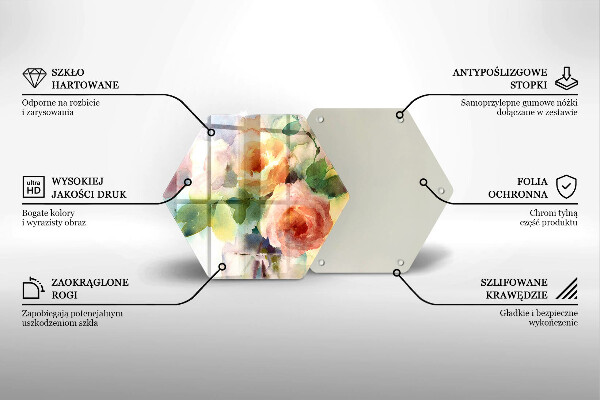 Tabla de cortar de vidrio Flores pintadas