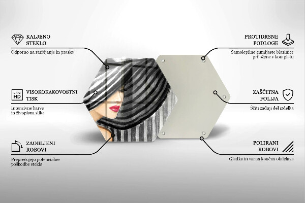 Tabla de cortar de vidrio Mujer con sombrero