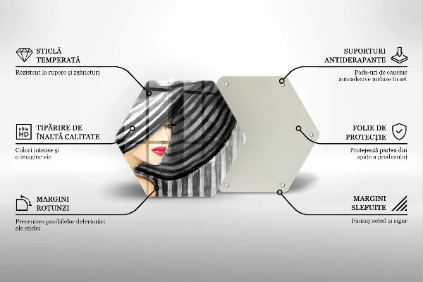 Tabla de cortar de vidrio Mujer con sombrero