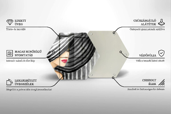 Tabla de cortar de vidrio Mujer con sombrero