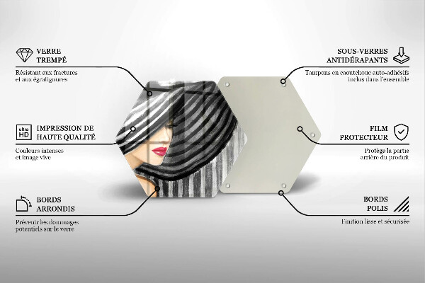 Tabla de cortar de vidrio Mujer con sombrero